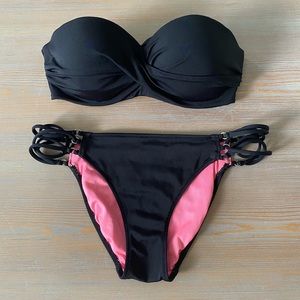 Victoria Secret PINK Black Twisted Bandeau Bikini